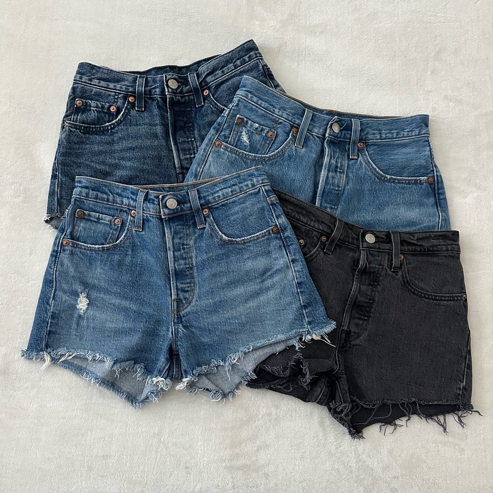 Levi's 501 Shorts LOT Blue Black Jean Denim Shorts 24